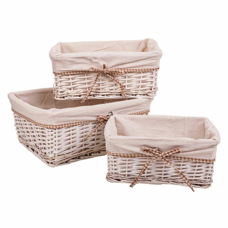 Lot de paniers Alexandra House Living Blanc osier Bois de saule 3 Pièces