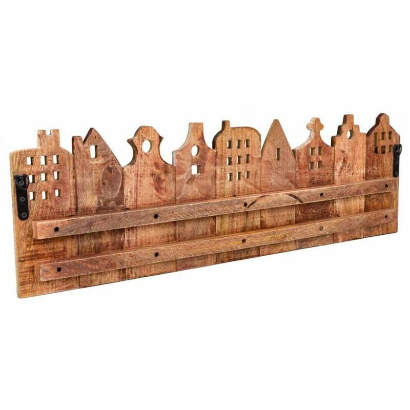 Portemanteau Alexandra House Living Fer Bois de manguier Maisons 10 x 25 x 81 cm