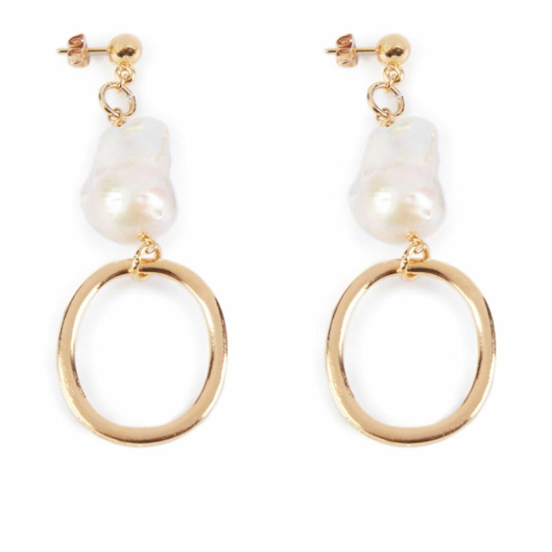 Boucles d´oreilles Femme Shabama Balboa Laiton En or Perles 8 cm