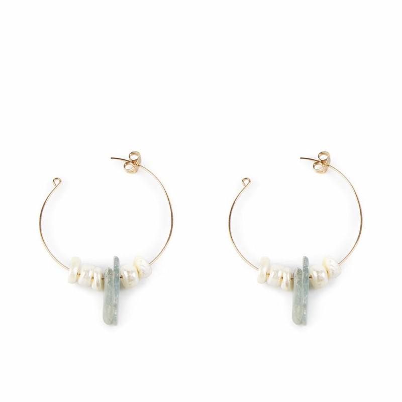 Boucles d´oreilles Femme Shabama Lao Laiton En or Perles 4 cm