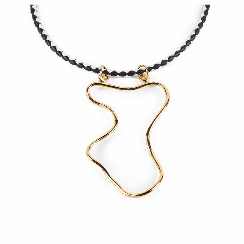 Collier Femme Shabama Malawi Laiton Trempé en flash doré Cuir 38 cm