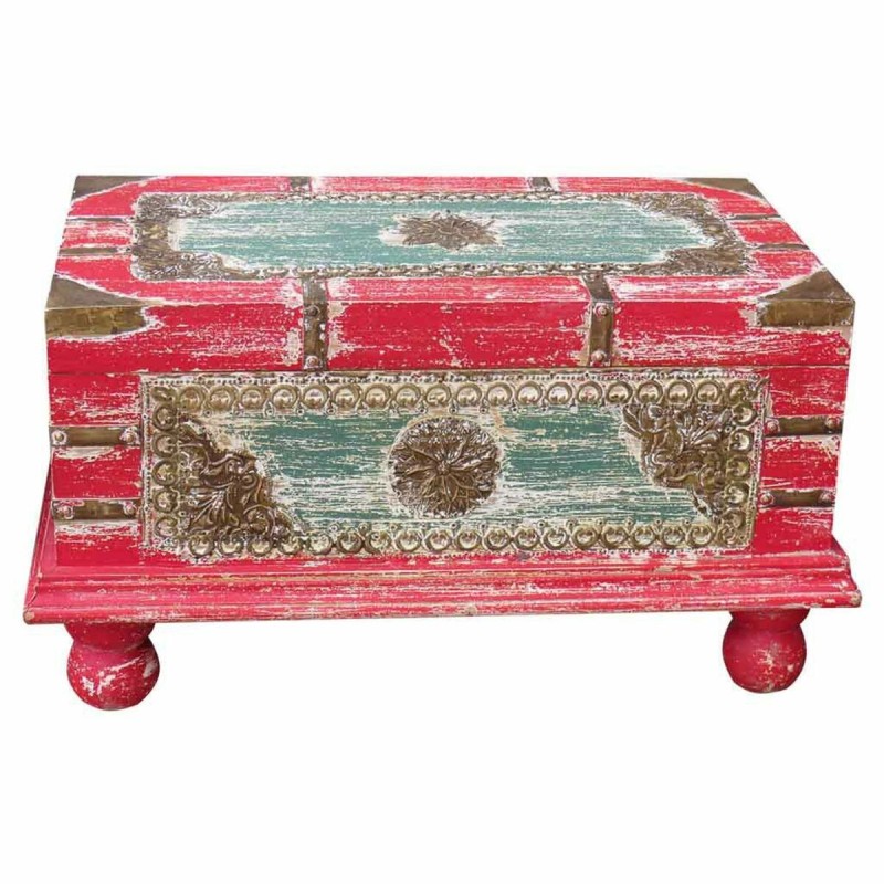 Coffre Alexandra House Living Rouge Bois de manguier 28 x 27 x 50 cm Style artisanal