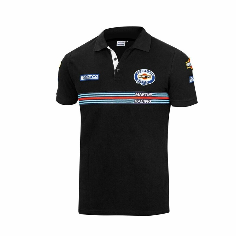 Polo à manches courtes homme Sparco Martini Racing Noir (Taille M)