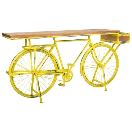 Meuble d'Entrée Alexandra House Living Bike Jaune Fer Bois de manguier 46 x 93 x 187 cm