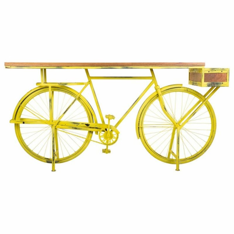 Meuble d'Entrée Alexandra House Living Bike Jaune Fer Bois de manguier 46 x 93 x 187 cm