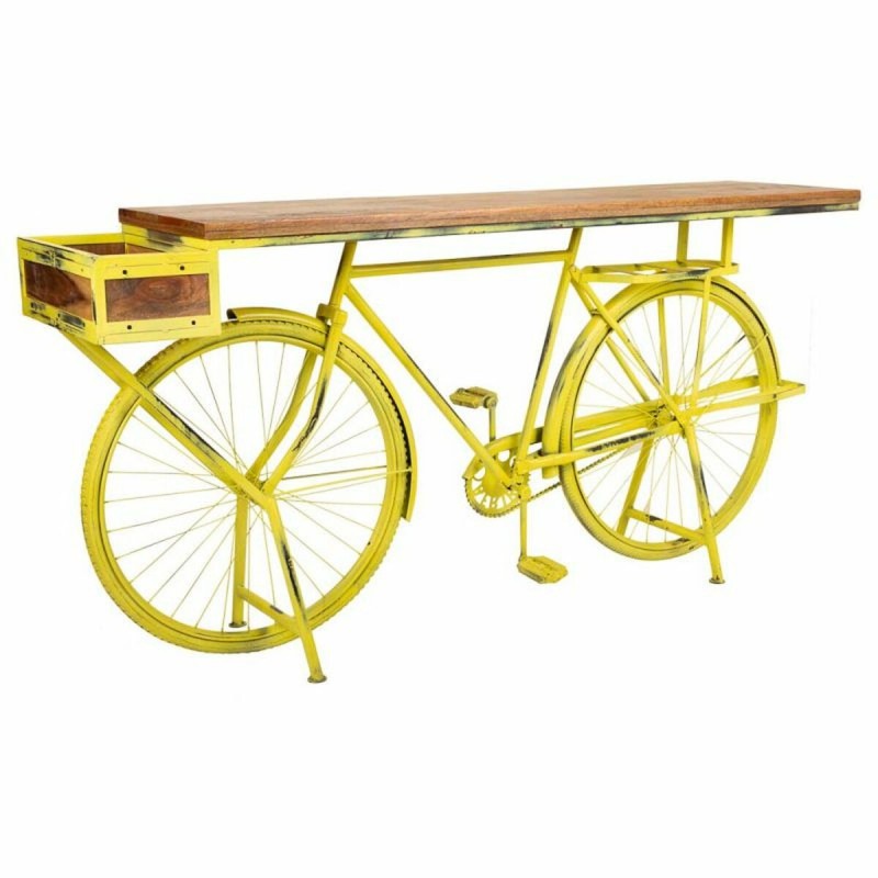 Meuble d'Entrée Alexandra House Living Bike Jaune Fer Bois de manguier 46 x 93 x 187 cm