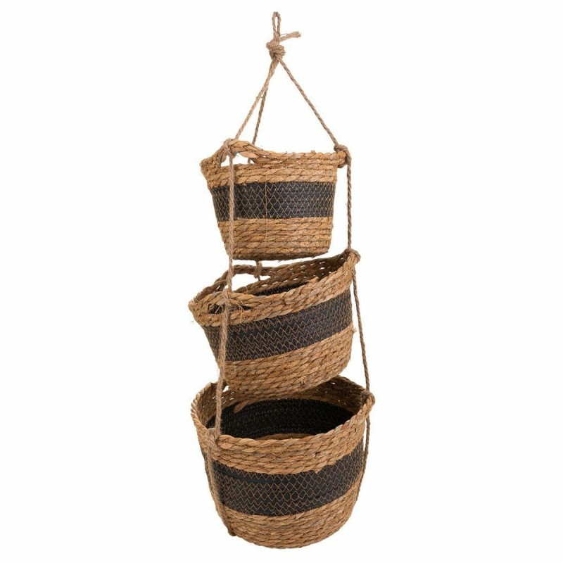 Lot de paniers Alexandra House Living Noir Fibre naturelle 26 x 19 x 26 cm 22 x 16