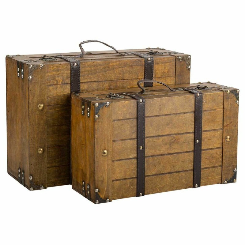 Jeu de valises Alexandra House Living Marron PVC Bois Métal Vintage 31 x 17 x 45 cm 40 x 24 x 13