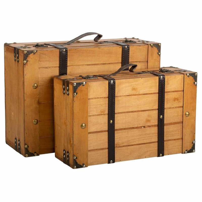 Jeu de valises Alexandra House Living Marron PVC Bois Métal Vintage 31 x 17 x 45 cm 40 x 24 x 13