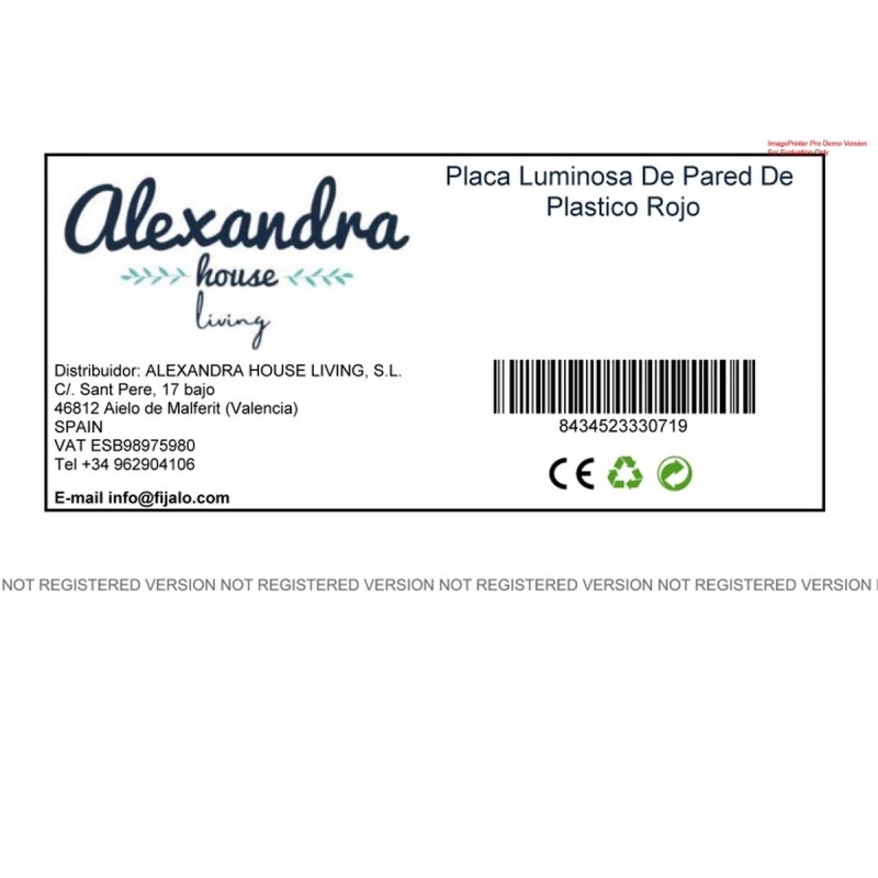 Plaque Murale Alexandra House Living Enter Rouge Fer 4 x 43 x 64 cm Illumination