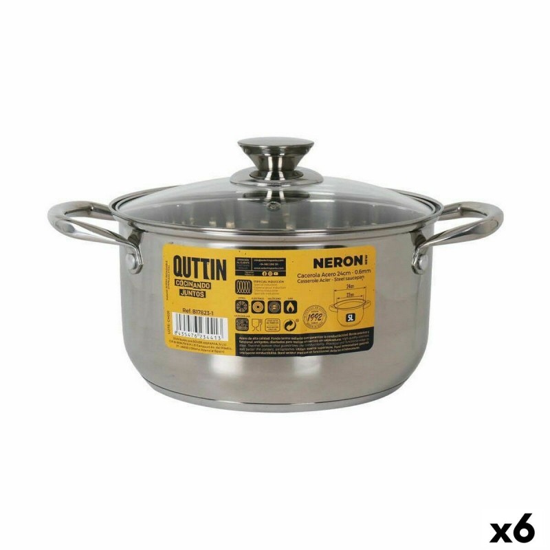 Casserole avec Couvercle en Verre Quttin New Neron Acier 32 x 23