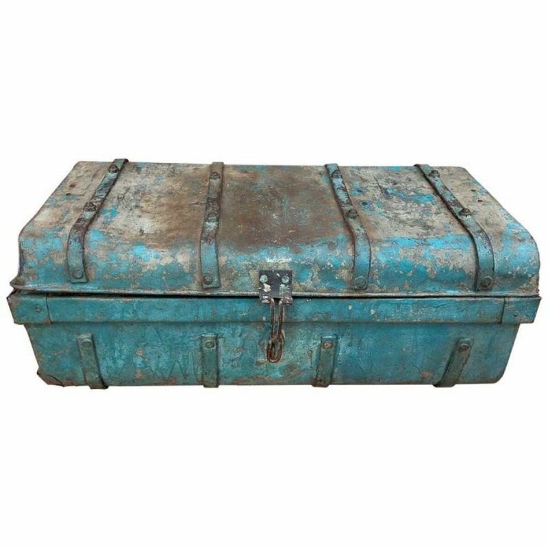 Valise décorative Alexandra House Living Bleu Fer Style artisanal 34 x 23 x 64 cm