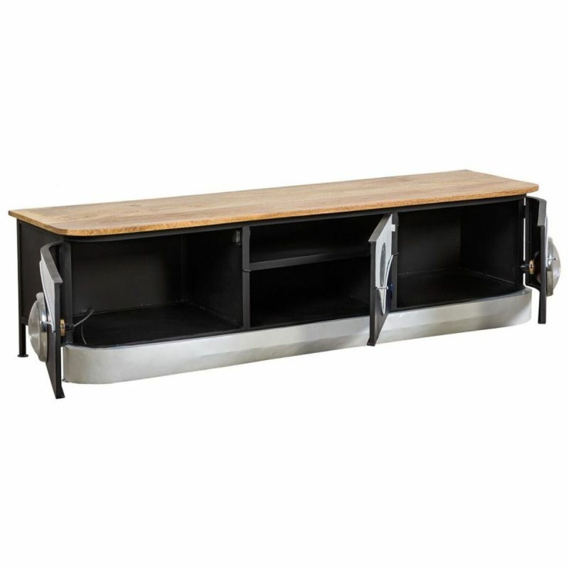 Buffet Alexandra House Living Blanc Naturel Blue marine Métal Bois de manguier 50 x 50 x 183 cm