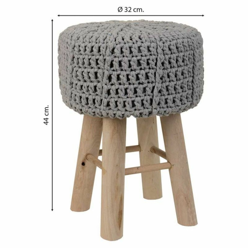 Tabouret Alexandra House Living Gris Bambou Pin Éponge Bois MDF 32 x 44 x 32 cm