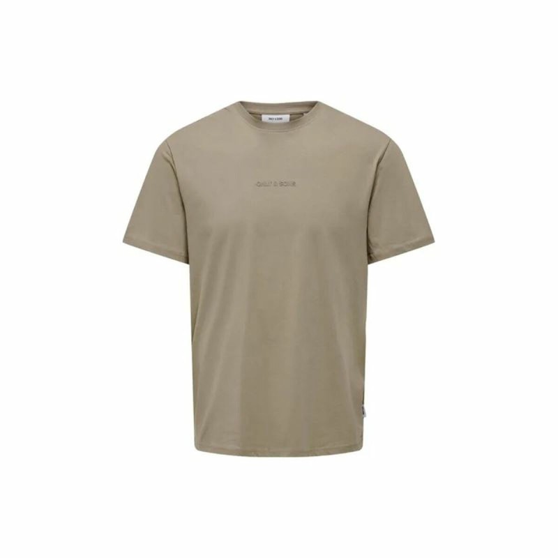 T-shirt à manches courtes homme Only & Sons Onslevi Life Reg Text Desert Marron Clair