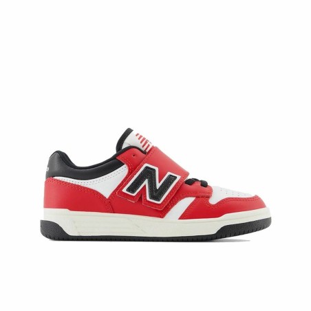 Chaussures de Sport pour Enfants New Balance 480 HOOK LOOP Blanc Rouge Tomate