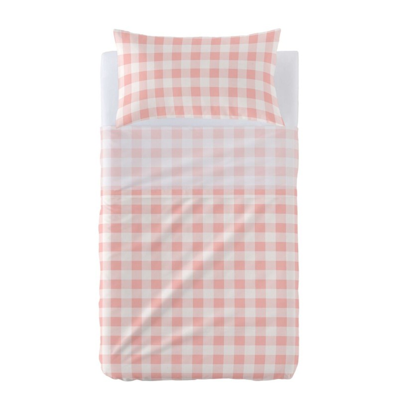 Jeu de draps HappyFriday Basic Kids Vichy Rose Lit de bébé 2 Pièces