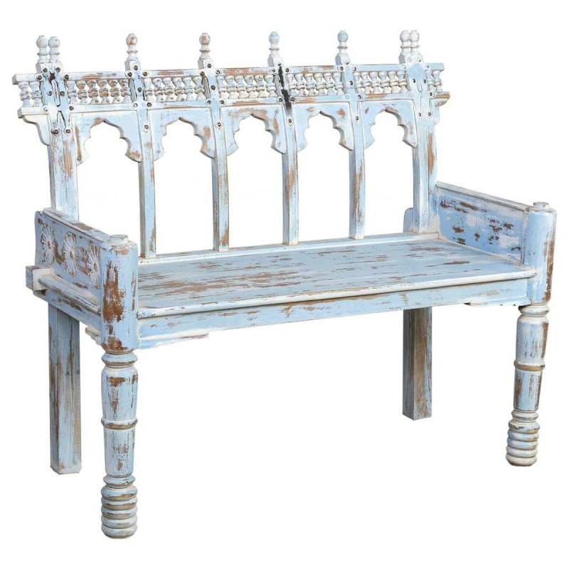 Banc Alexandra House Living Bleu Bois de manguier 56 x 104 x 118 cm