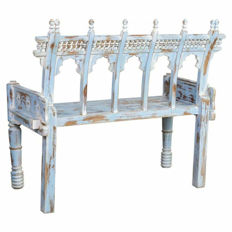 Banc Alexandra House Living Bleu Bois de manguier 56 x 104 x 118 cm