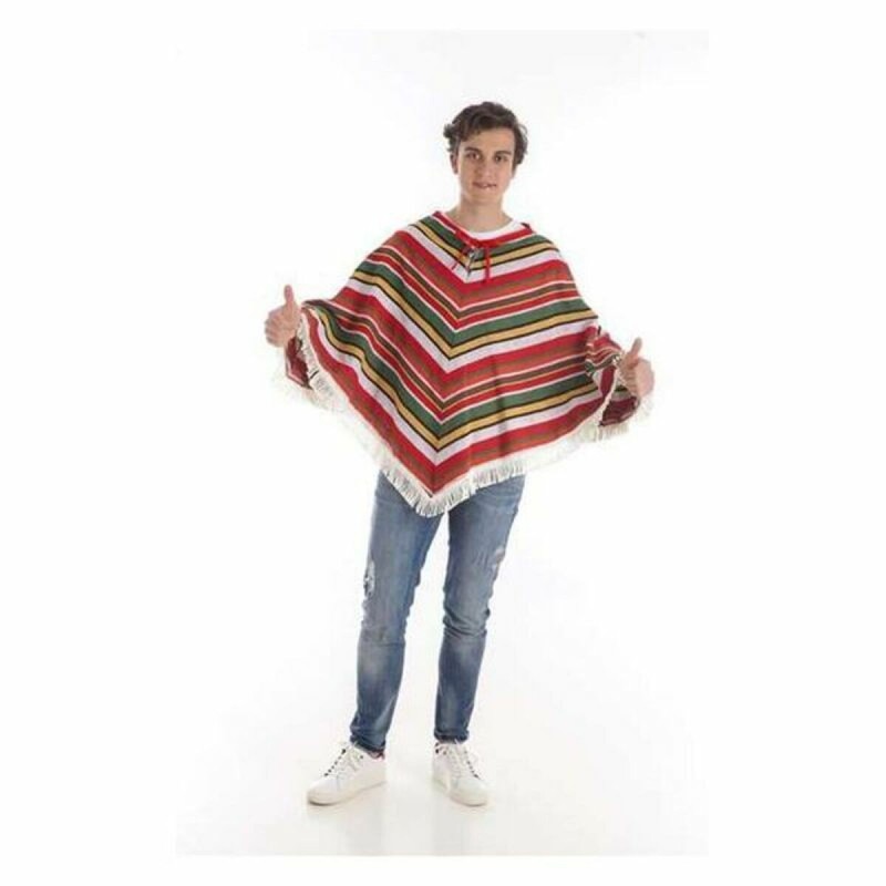 Déguisement pour Adultes Rojo/Blanco Poncho Mexicain L