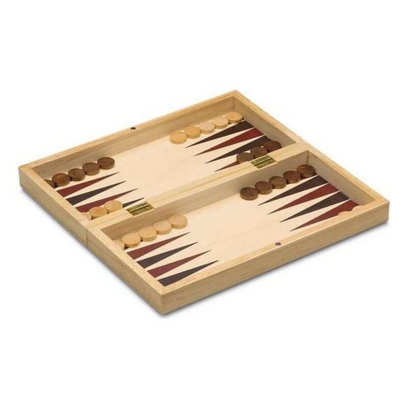 Ensemble de 3 jeux de société Cayro 648 Bois 29 x 29 cm 3-en-1 Jeu d'Échecs Backgamon Femmes