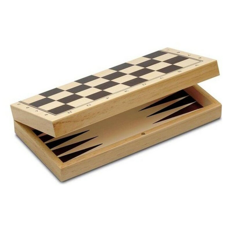 Ensemble de 3 jeux de société Cayro 648 Bois 29 x 29 cm 3-en-1 Jeu d'Échecs Backgamon Femmes