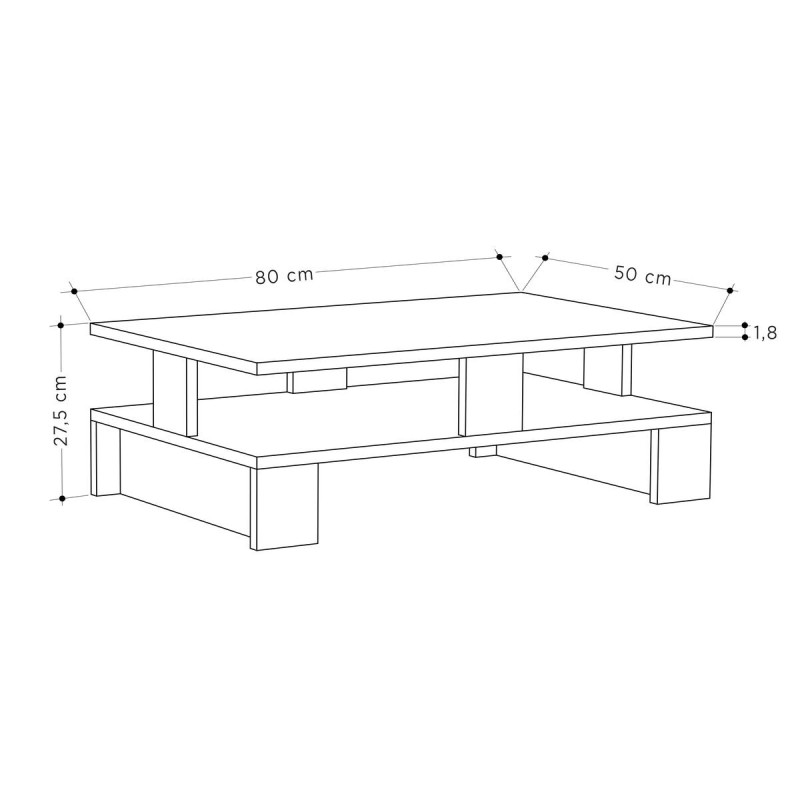 Table Basse Alexandra House Living Chêne Bois MDP 80 x 28 x 50 cm Double hauteur