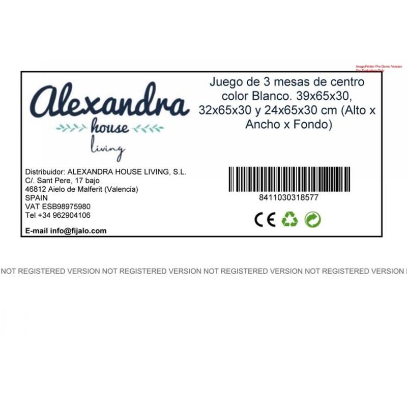 Jeu de 3 tables Alexandra House Living Blanc Bois MDP 32 x 65 x 30 cm 24 x 65 x 30 cm 39 x 65 x 30 cm