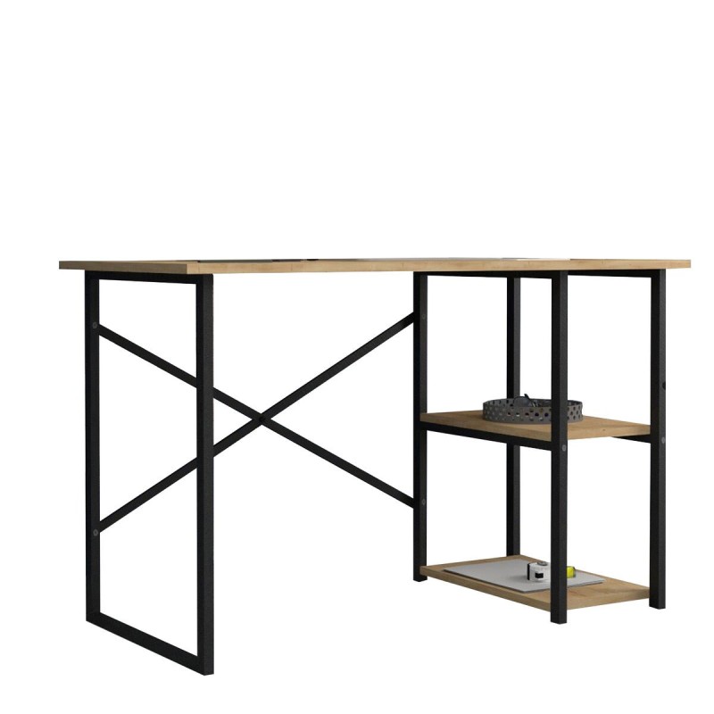 Bureau Alexandra House Living Noir Chêne Métal Bois MDP 120 x 75 x 60 cm industriel