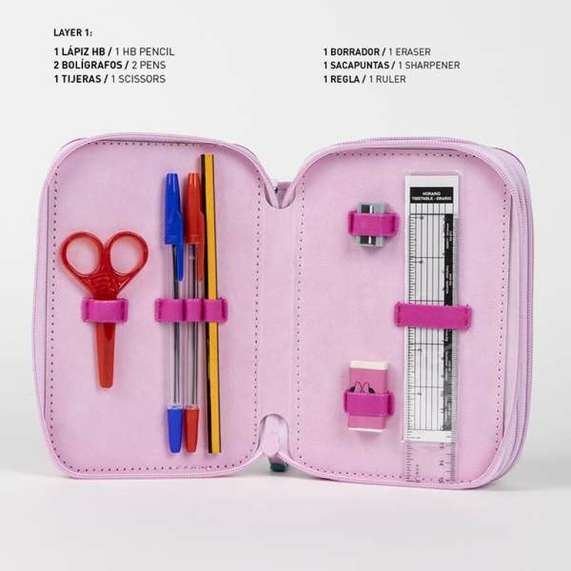 Trousse d'écolier Minnie Mouse Fuchsia 12,5 x 6,5 x 19,5 cm