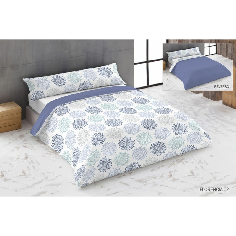 Parure de couette Hosteline FLORENCIA Bleu Lit king size 3 Pièces