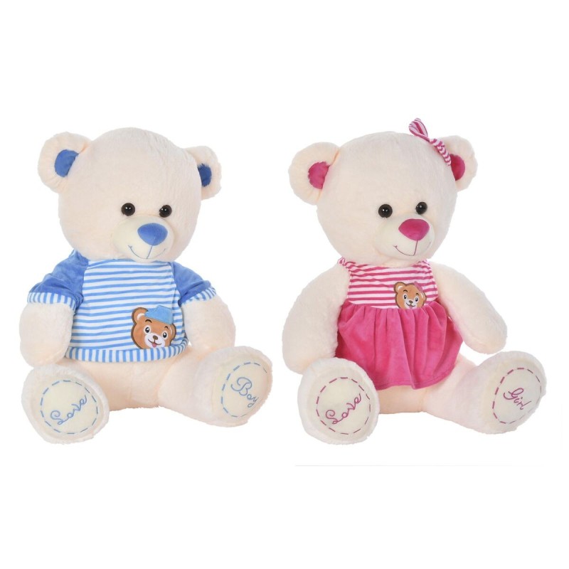 Ours en peluche DKD Home Decor Beige Bleu Rose Enfant Ours 25 x 25 x 50 cm (2 Unités)