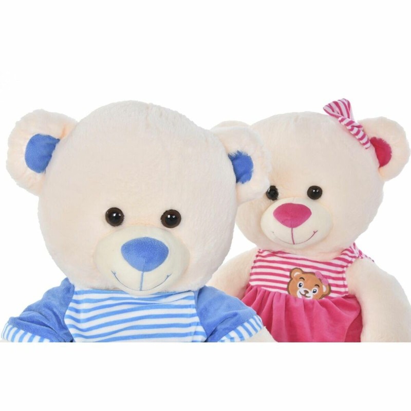 Ours en peluche DKD Home Decor Beige Bleu Rose Enfant Ours 25 x 25 x 50 cm (2 Unités)