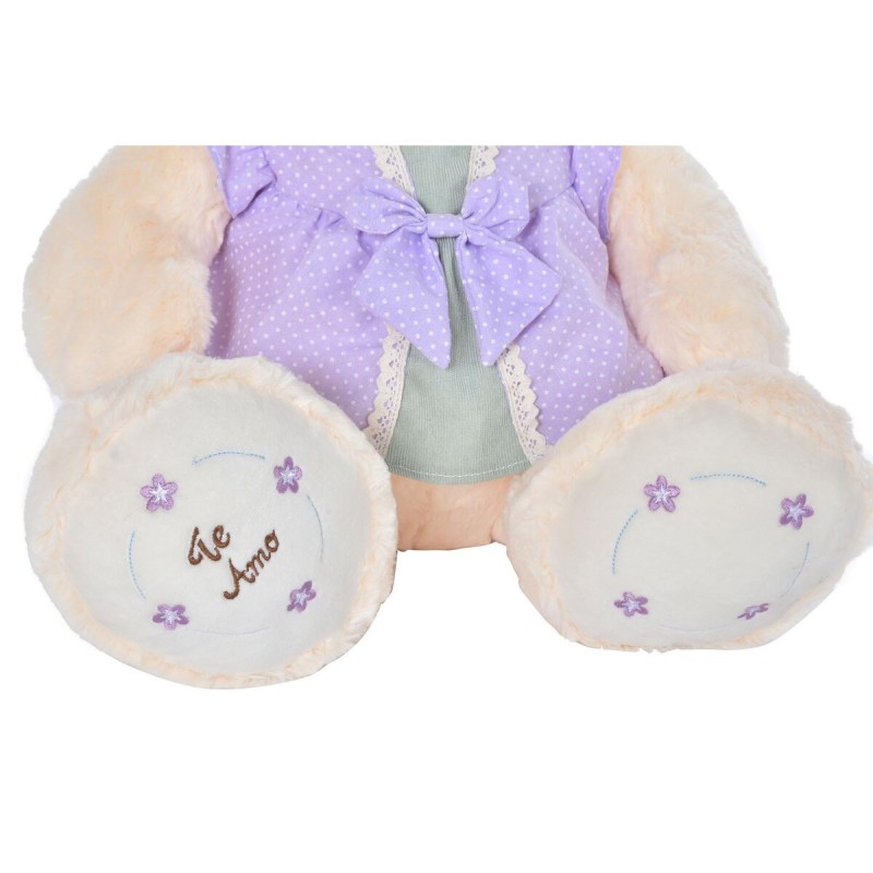 Ours en peluche DKD Home Decor Robe 42 x 20 x 50 cm Beige Rose Lila Enfant Ours (2 Unités)