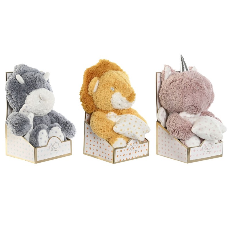 Jouet Peluche Home ESPRIT Jaune Bleu Rose Enfant 10 x 10 x 15 cm (3 Unités)