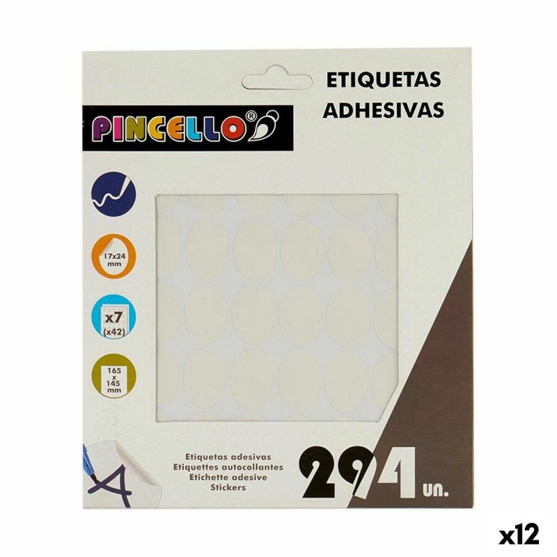 Étiquettes adhésives Pincello 1711077 Blanc 17 x 24 mm Oblongue (12 Unités)