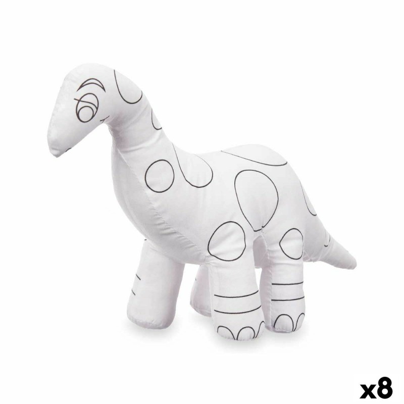 Peluche à colorier Pincello ST205 Blanc Noir Tissu 28 x 22 x 9 cm Dinosaure (8 Unités)