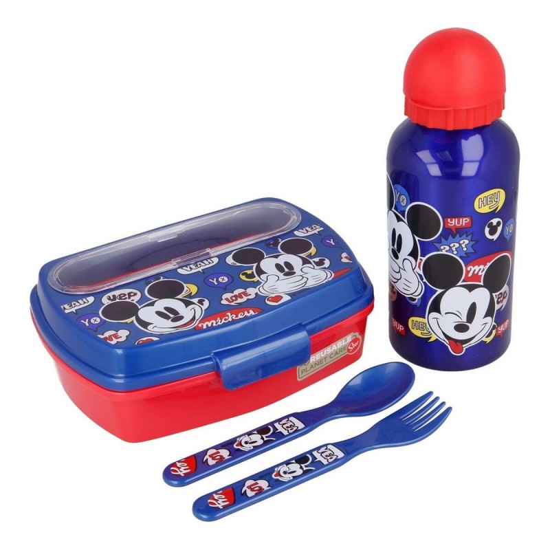 Ensemble Vaisselle pour Enfants Mickey Mouse Happy smiles 21 x 18 x 7 cm Rouge Bleu