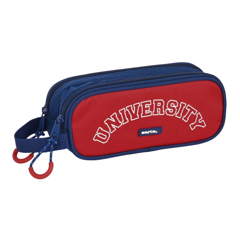 Trousse Fourre-Tout Double Safta University Rouge Blue marine (21 x 8 x 6 cm)