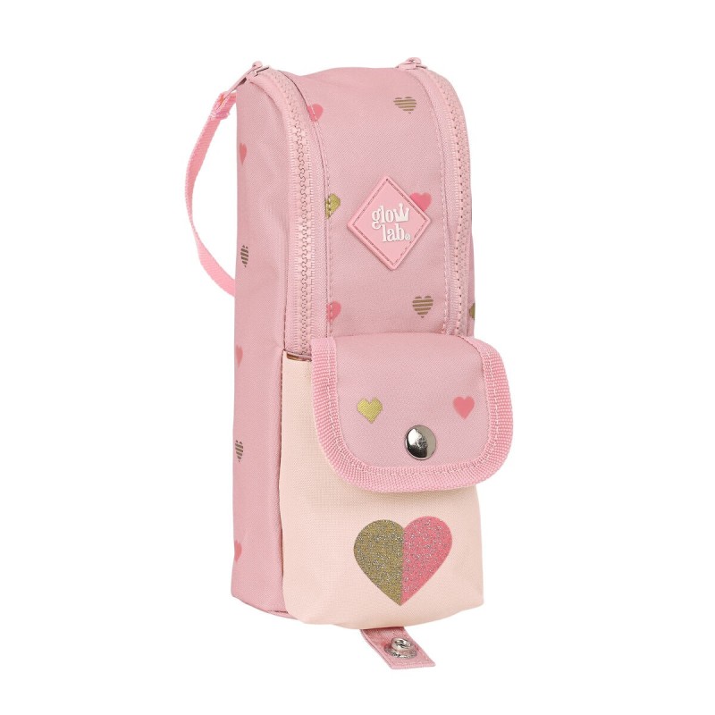 Trousse d'écolier Glow Lab Hearts Rose (6 x 21 x 6 cm)