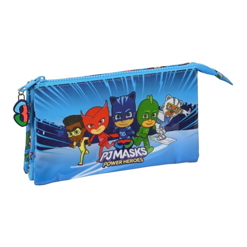 Trousse Fourre-Tout Triple PJ Masks Bleu 22 x 12 x 3 cm