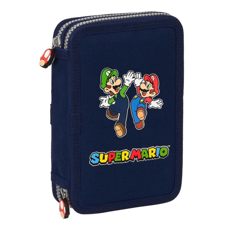 Plumier double Super Mario Blue marine 12.5 x 19.5 x 4 cm (28 Pièces)