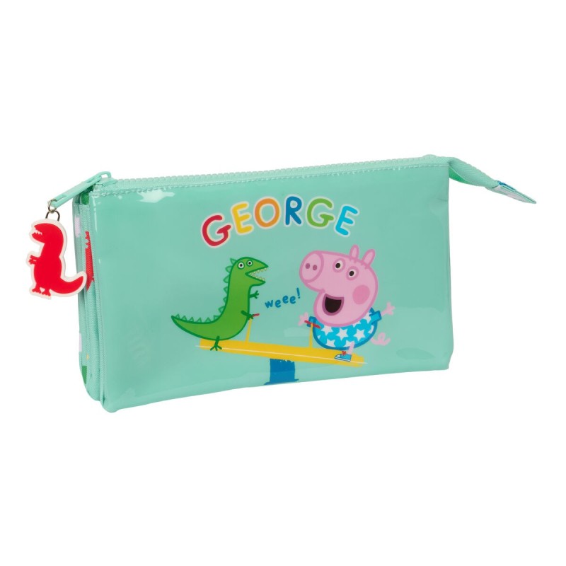 Trousse Fourre-Tout Double Peppa Pig George Menthe 22 x 12 x 3 cm