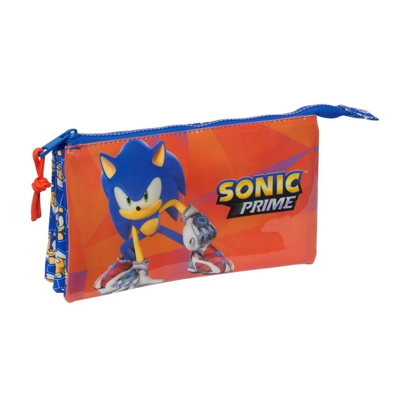 Trousse Fourre-Tout Triple Sonic Prime Bleu 22 x 12 x 3 cm