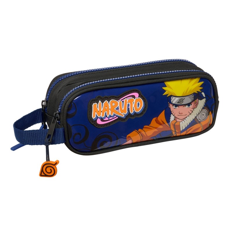 Trousse Fourre-Tout Double Naruto Ninja Bleu Noir 21 x 8 x 6 cm