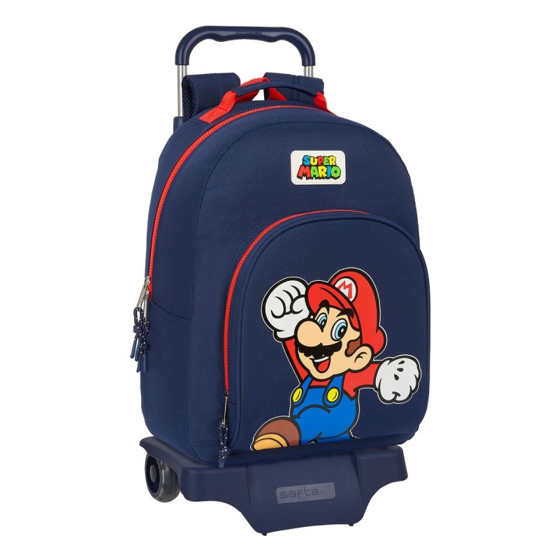 Cartable à roulettes Super Mario World Blue marine 32 x 42 x 15 cm