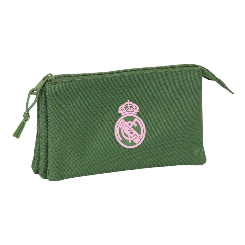 Trousse Fourre-Tout Triple Real Madrid C.F. Kaki 22 x 12 x 3 cm