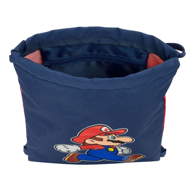 Sac à dos serré par des ficelles Super Mario Trick Rouge Bleu foncé 26 x 34 x 1 cm