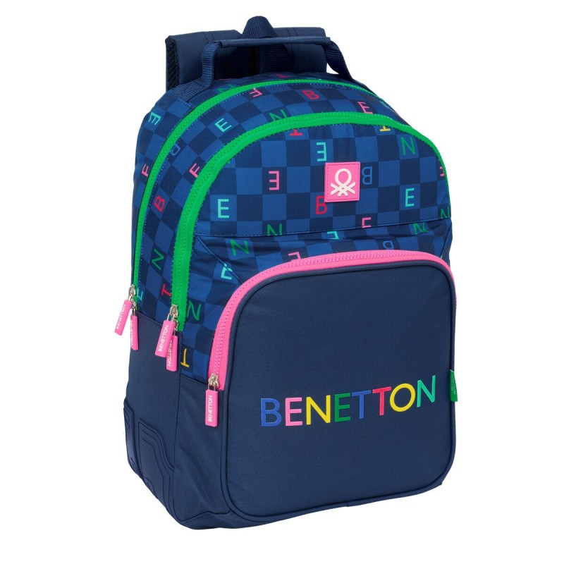 Cartable Benetton Damero Blue marine 32 x 42 x 15 cm