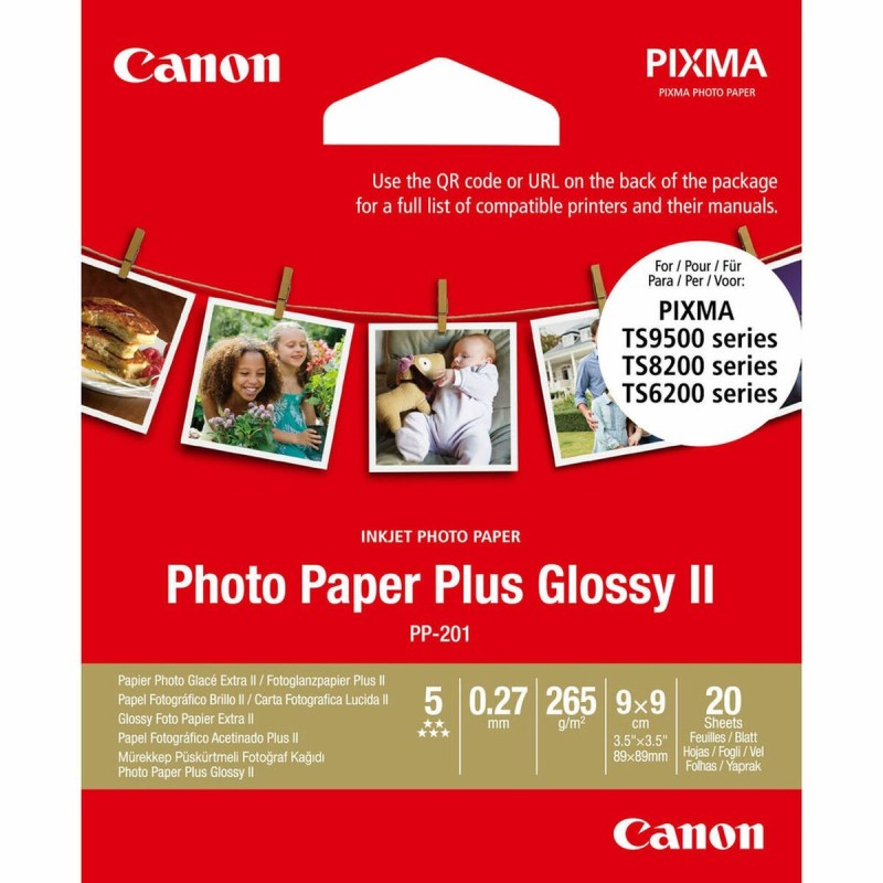 Papier Photo Glacé Canon Plus Glossy II 9 x 9 cm